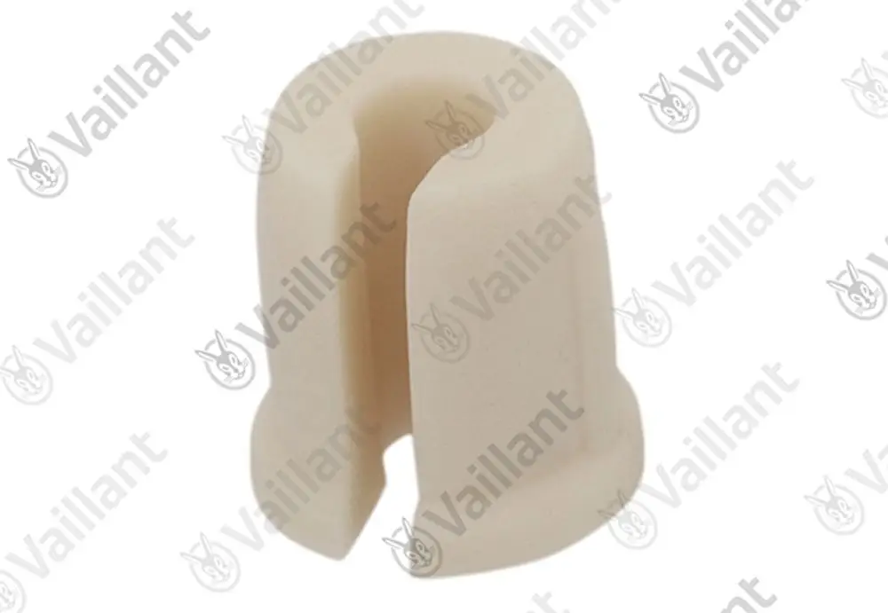 Vaillant Sicherungselement aus hellem Material, mit Öffnung und geteilter Oberfläche, geeignet für Fühlerrohre in Heizsystemen.
